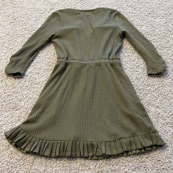 🎉HP 3X🎉Size Small Shop Impressions Sage Green Waffle Dress Tie Waist - Picture 6 of 6
